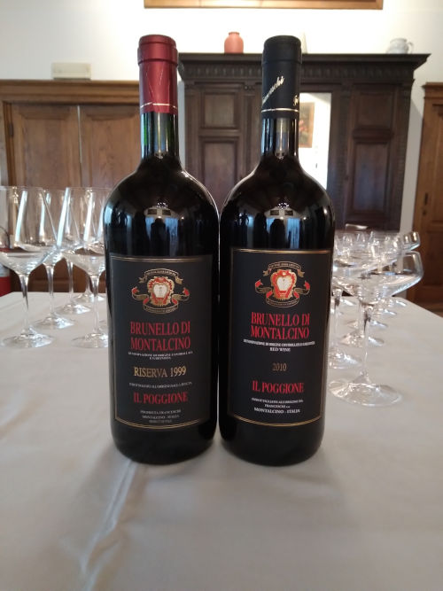 Brunello wine of Poggione, one of the three wines they expertly make