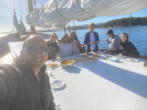 Group selfie on the boat ride