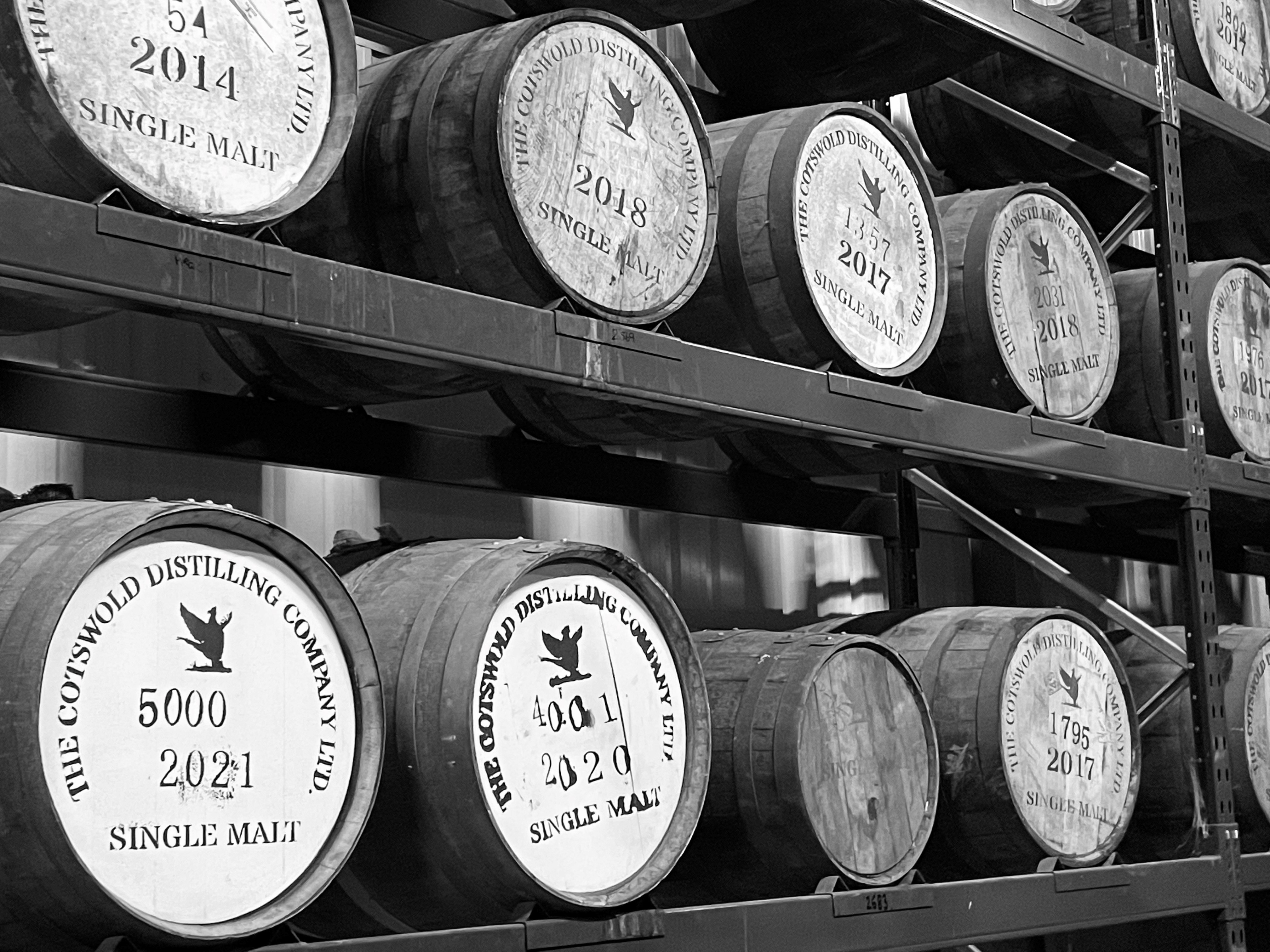 Barrels at the Cotswolds Distillery