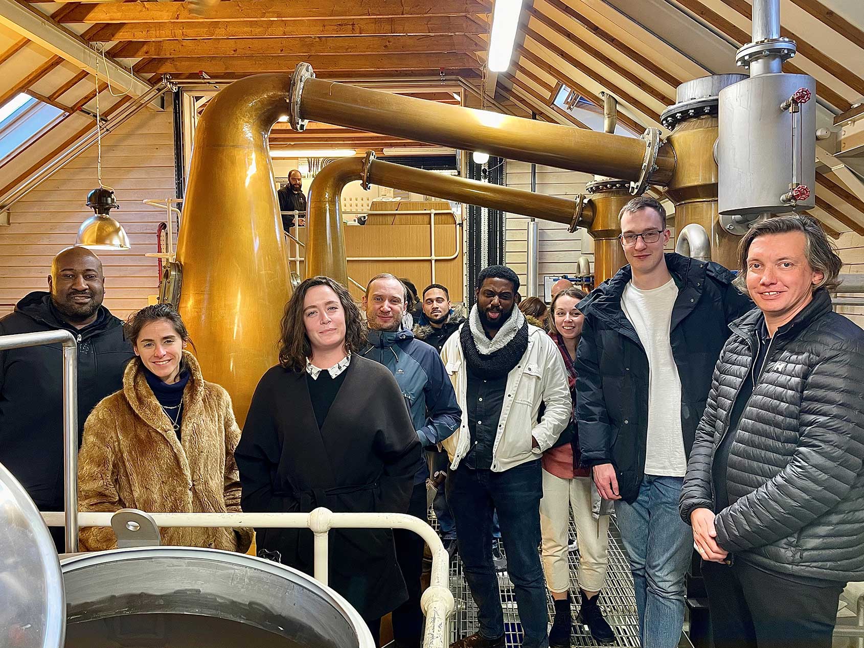 The Enotria&Coe team at the Cotswolds Distillery