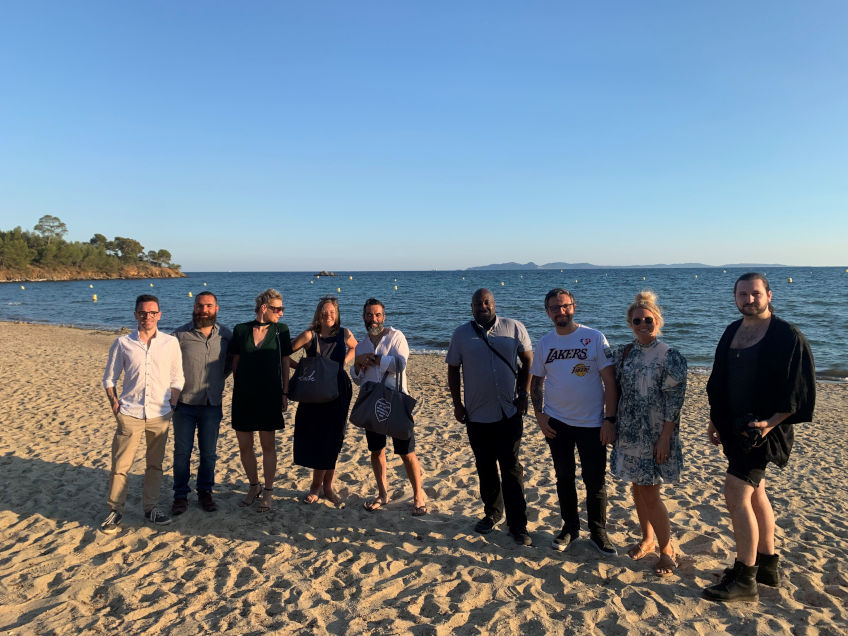 Group on Cafe Leoube Beach