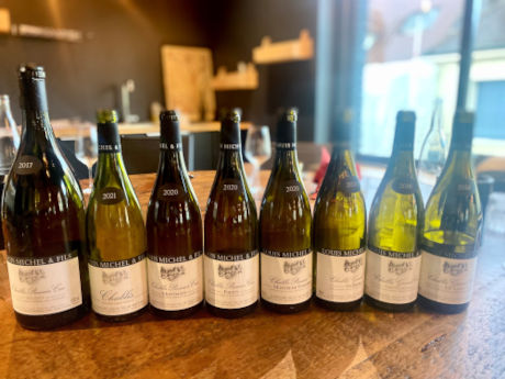 Wine bottles lined up
